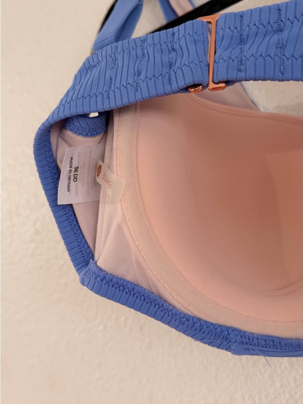 Supportive Blue Ribbed Swim Suit Top - Picture 3 of 3